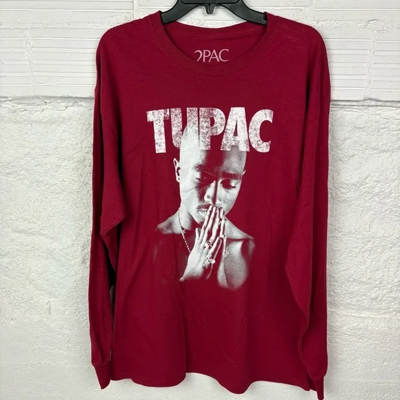 NWOT 2PAC Tupac Red Long Sleeve cotton Men's Shirt Size XL - Picture 4 of 7